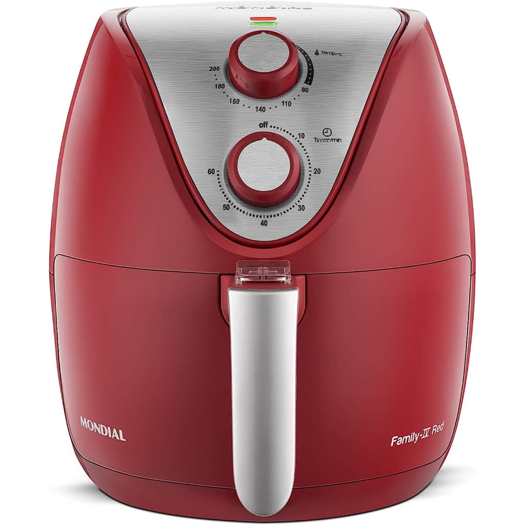 Panela Air Fryer Mondial AF-32-RI Vermelha/Inox 3,5L - Controles Rotativos e Compartimento Transparente