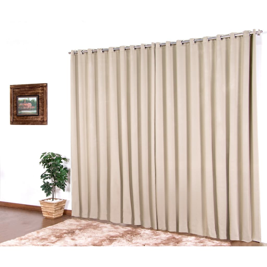 Cortina de tecido bege blackout para sala, quarto ou escritório, 4,00x2,80m, corta luz