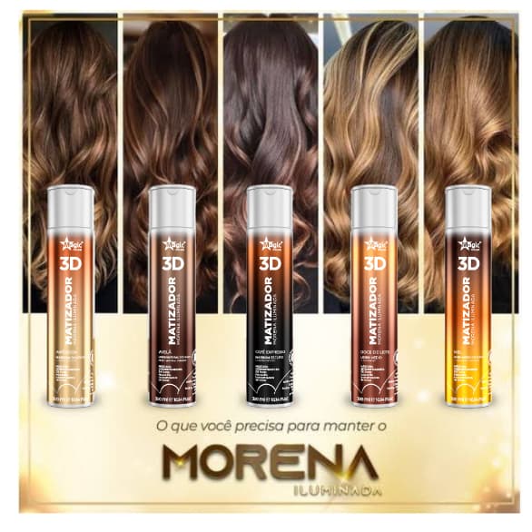 Matizador Magic Color: Loiro Claro Dourado, Loiro Natural Dourado, Loiro Médio Dourado, Castanho Médio e Marrom Dourado