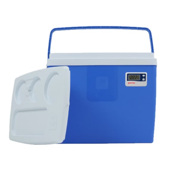 Caixa Térmica 19 Litros com Termômetro Digital Azul e Branco