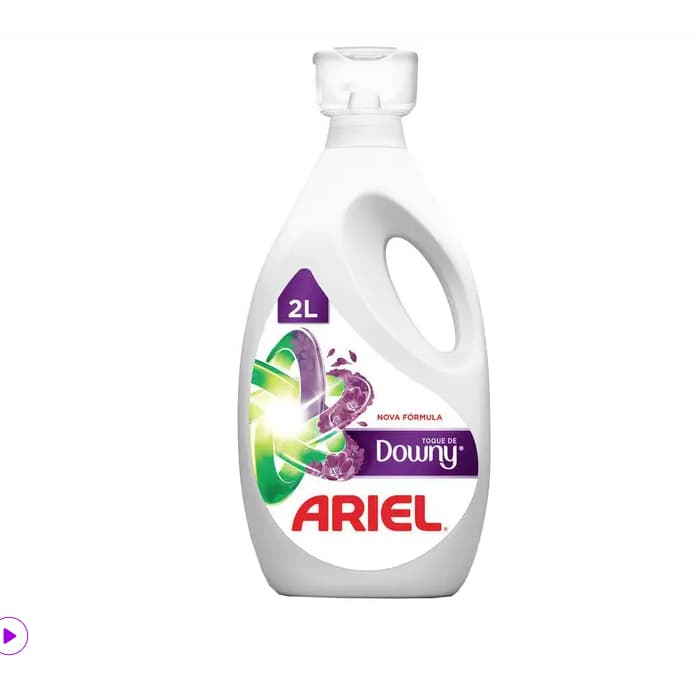 Sabão Líquido Ariel com Toque de Downy, 2L, garrafa branca, fundo branco