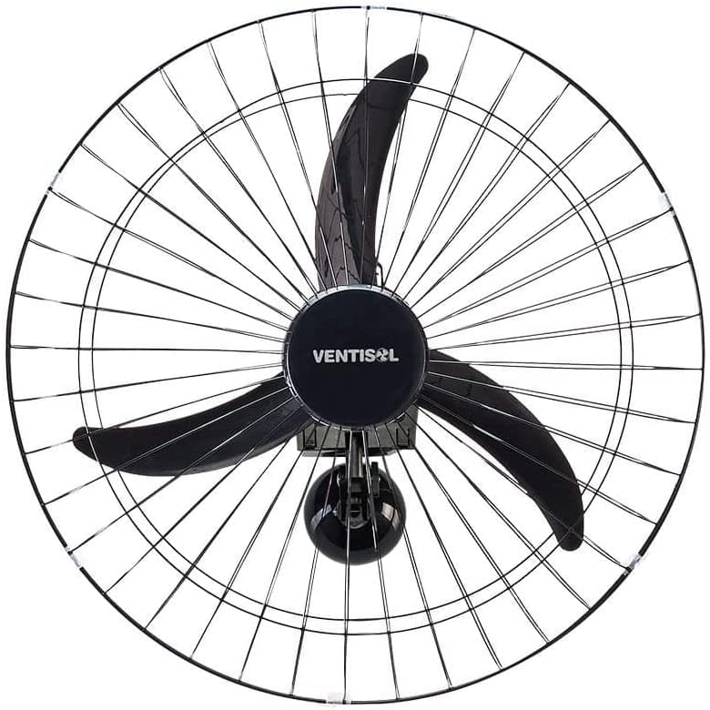 Ventisol Ventilador de Parede Oscilante, 3 Pás Premium, Preto, 60cm