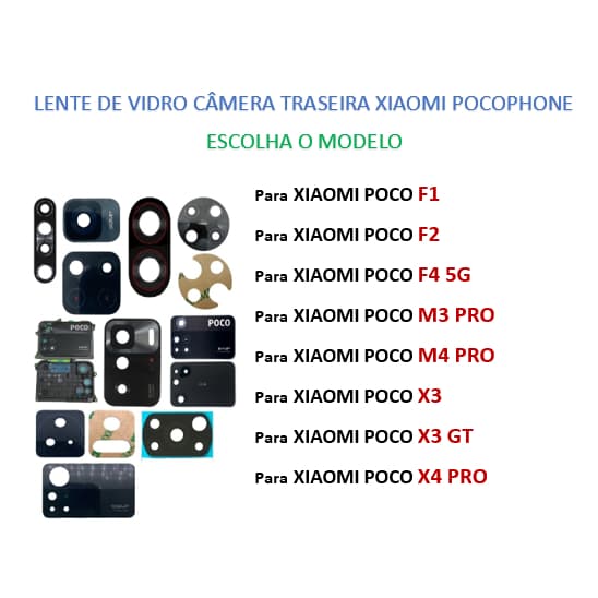 Lente Vidro Da Câmera Traseira Para Xiaomi Poco F1 / F2 / F4 Gt / F5 Pro / M5 / M3 Pro / M4 / X2 / X3 / X4 / X5 Pro / X