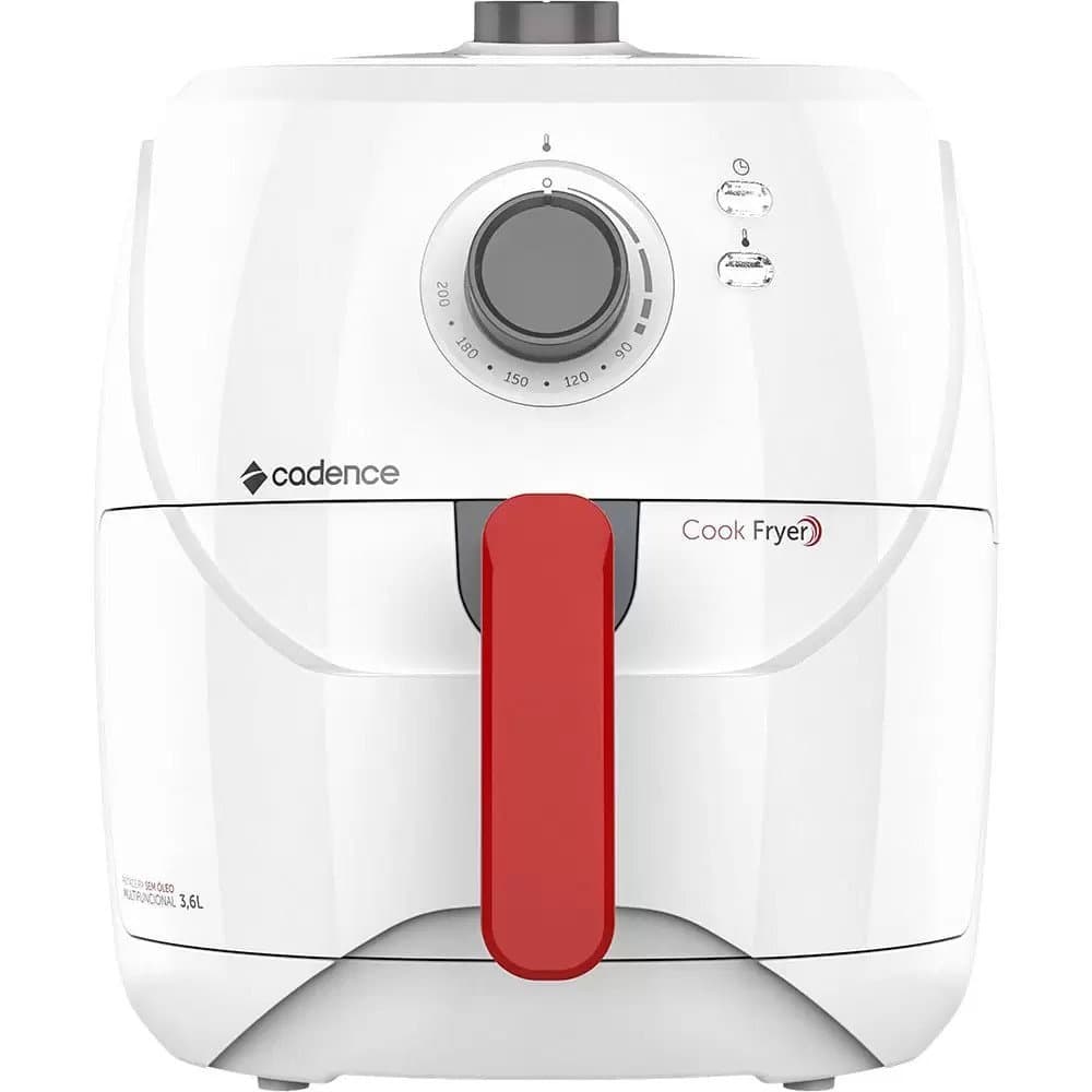 Fritadeira Sem Óleo Cadence Cook Fryer Branca 220V, 3,6L, controle de temperatura, fundo branco