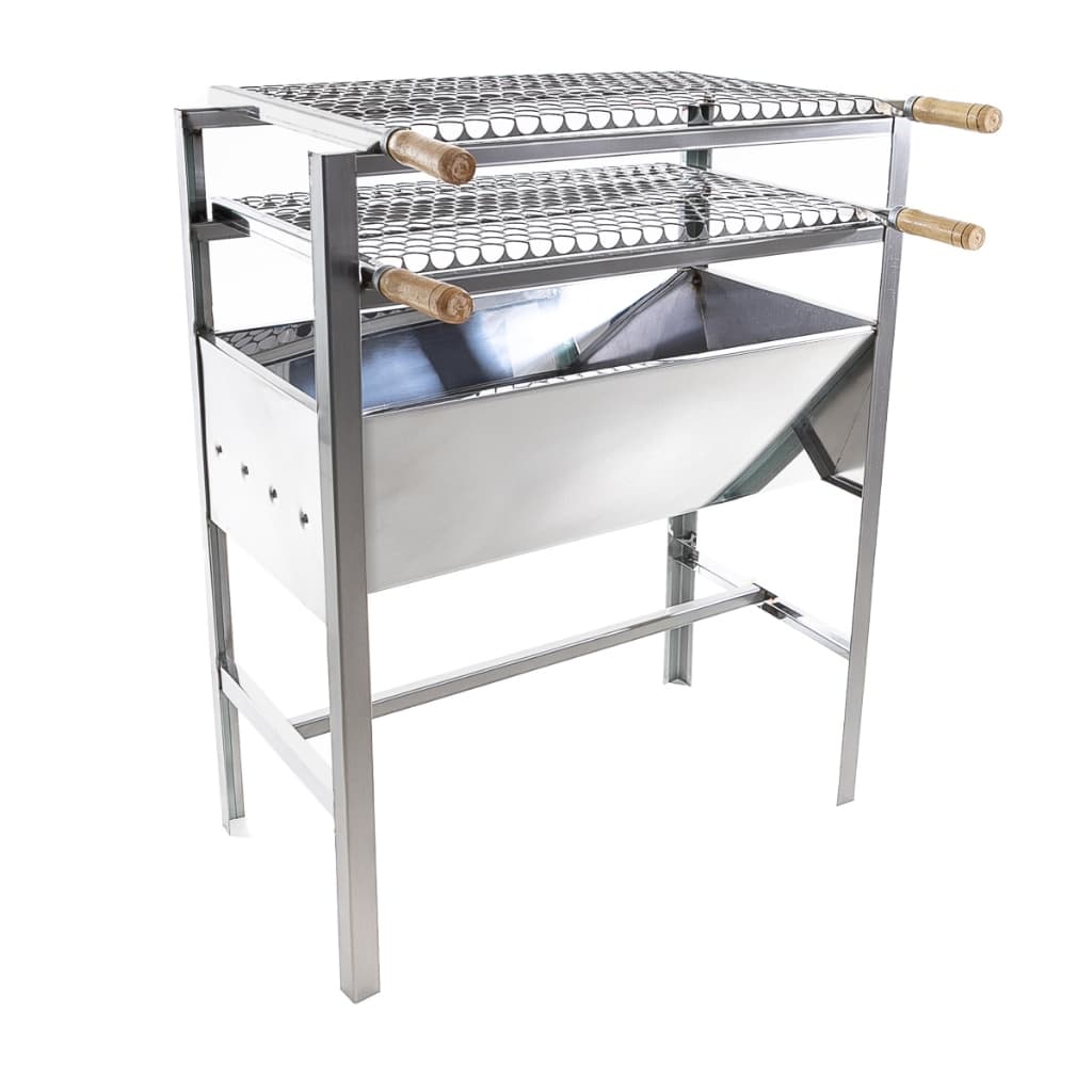Churrasqueira Inox Portátil Grande Robusta Modelo com 2 Grelhas Inox Família 60x33x75cm
