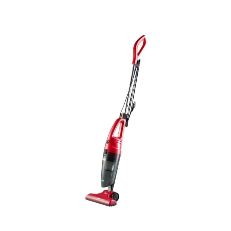 Aspirador de pó vertical vermelho e preto 2 em 1 com alça de mão