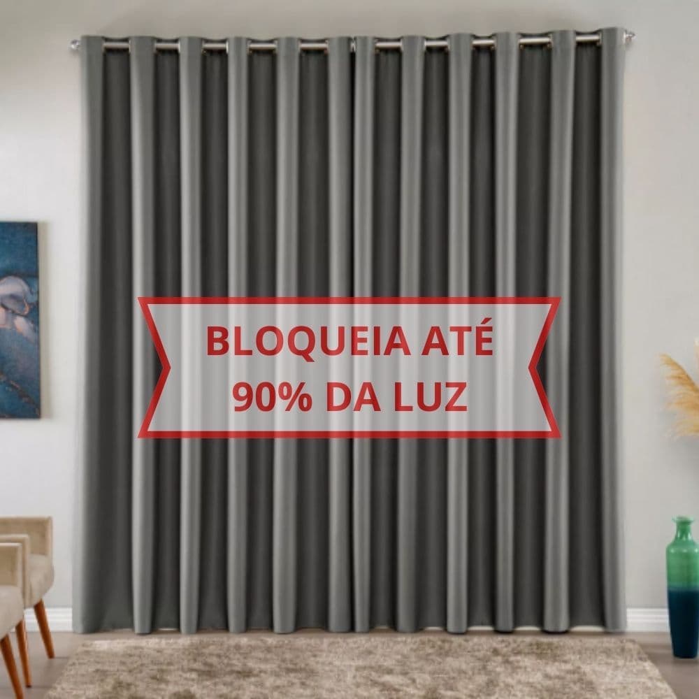 Cortina blackout cinza 6m bloqueia 90% da luz
