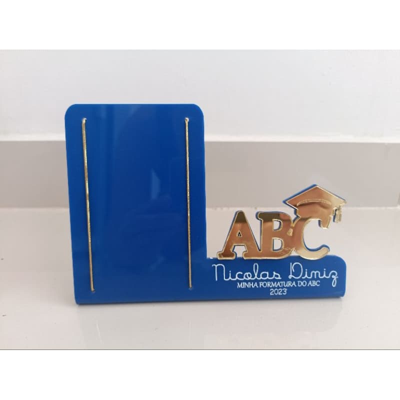 Porta-retrato azul personalizado ABC com texto branco
