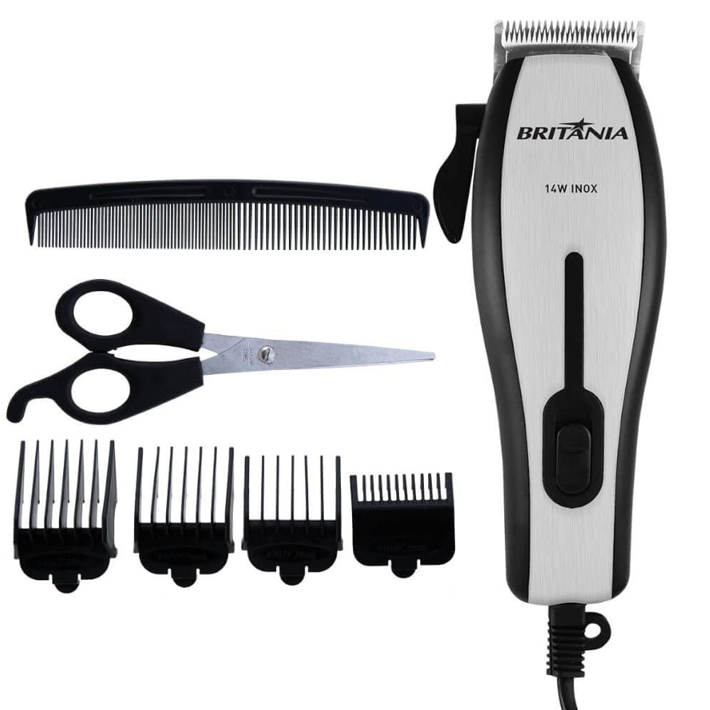 Máquina de Cortar Cabelo Britânia 14W INOX 4 Pentes