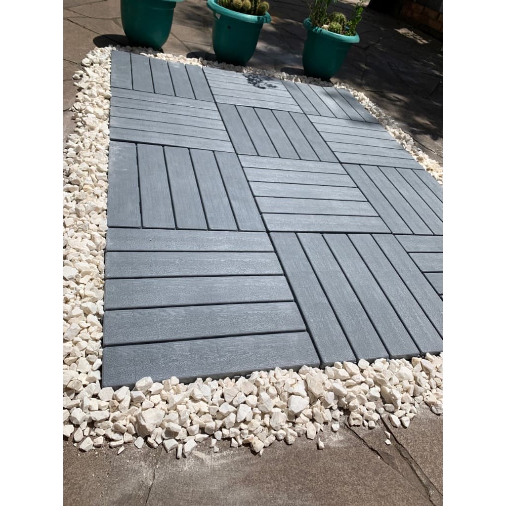 Kit 52 Decks Textura Madeira Plástico Encaixe Fácil Jardim Piscina Sacada 30cmx30cmx1,5CM