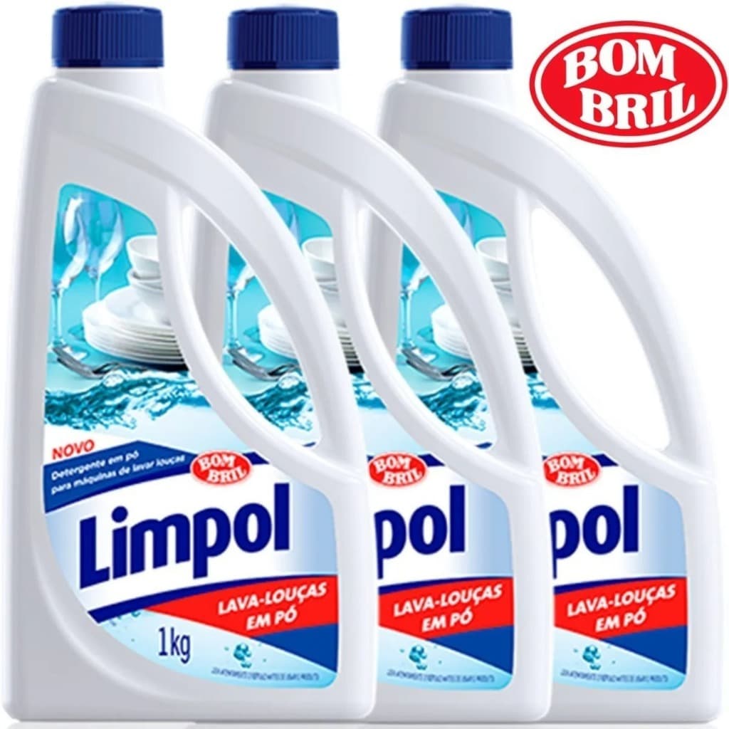 Kit 3 Detergente Em Pó Para Máquinas De Lavar Louças 1kg - Limpol Bombril