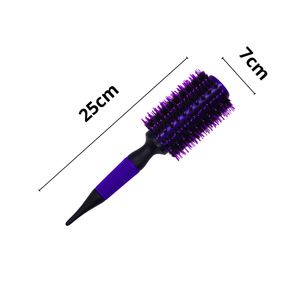 Escova de Cabelo Profissional Cerâmica Cerdas de Javali de 7 cm de Diâmetro na Cor Roxa Tamanho GG 25cm de comprimento
