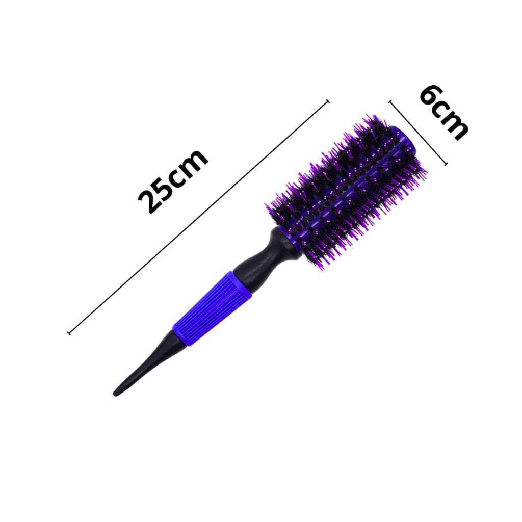 Escova de Cabelo Médio Profissional Cerâmica Cerdas de Javali de 6 cm de Diâmetro na Cor Roxa Tamanho M 25cm de comprimento