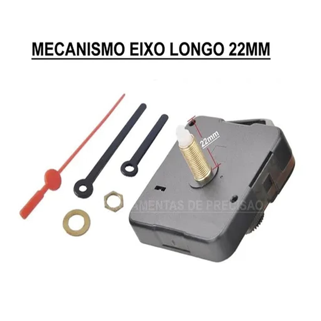 Maquina de relógio de parede com eixo longo de 22mm e peças de reposição