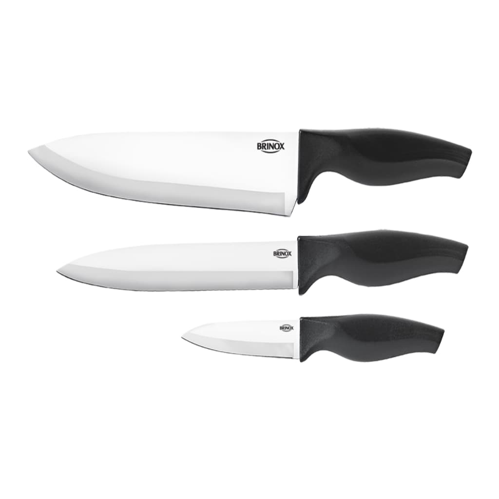 Conjunto De Facas - Brinox - 3 Peças Aço Inox - Com Cabo Preto