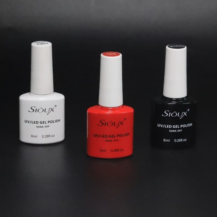 Esmalte Em Gel Sioux 8ml Coleção Essencial Branco/Milk White/Preto e Vermelho
