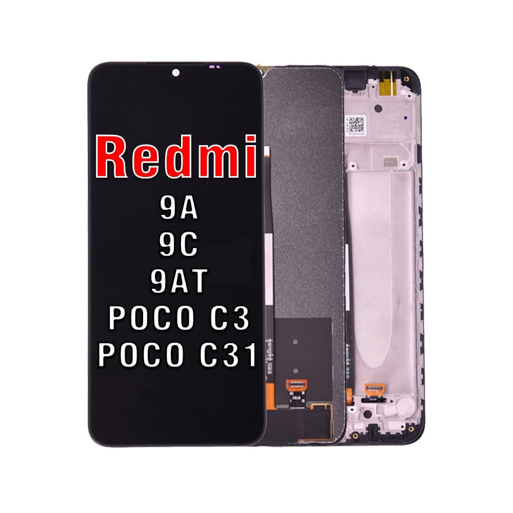 Imagem de tela frontal e traseira compatível com Xiaomi Redmi 9A, 9C, 9i, 10A, Poco C3 e Poco C31