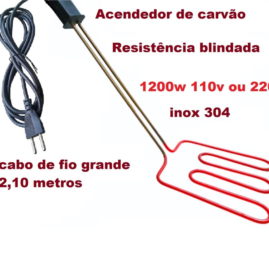 -Acendedor Elétrico de churrasqueira carvão lareira e fogão a lenha 1200w 110v ou 220v