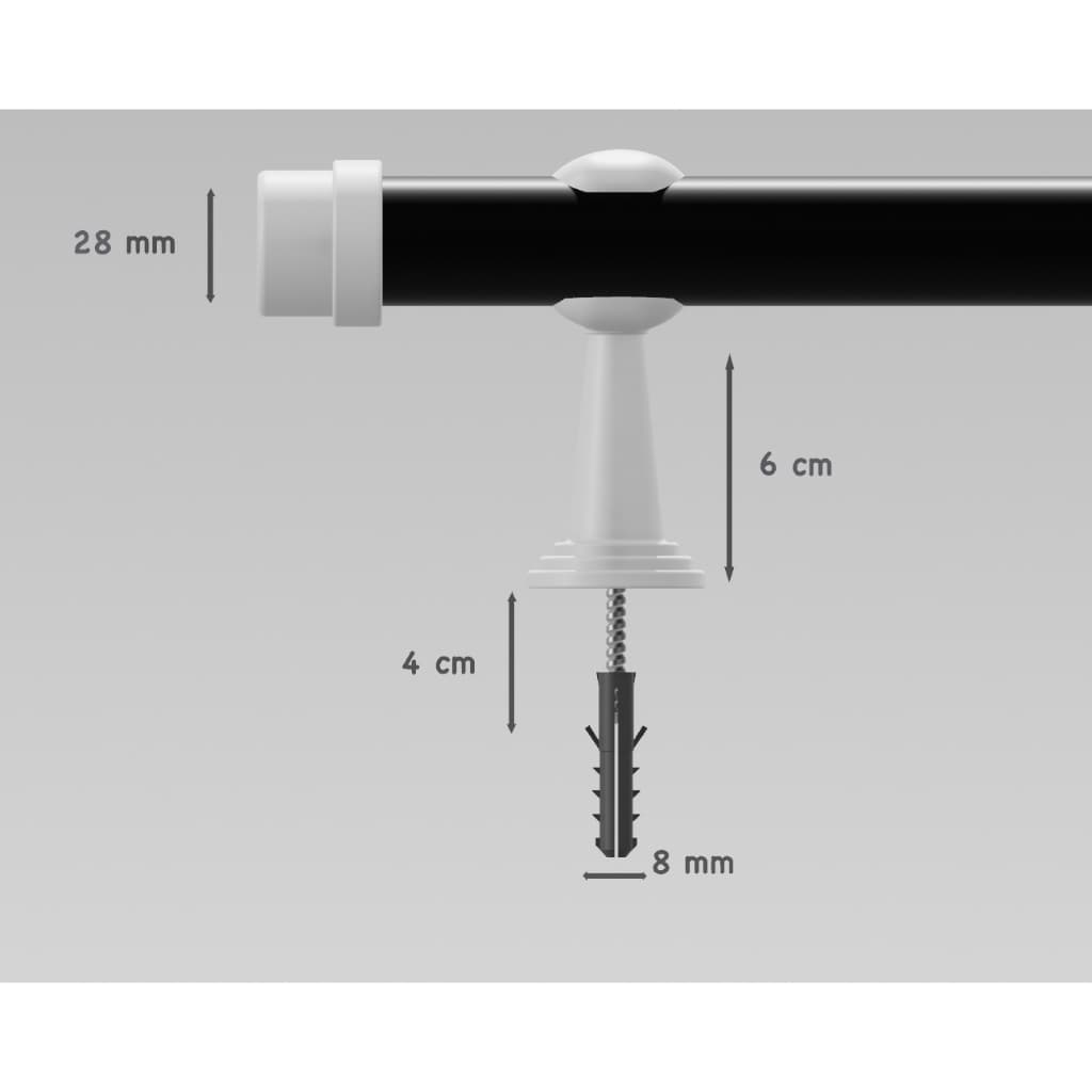 Bastonete de cortina 3,0m 28mm com detalhes de instalação