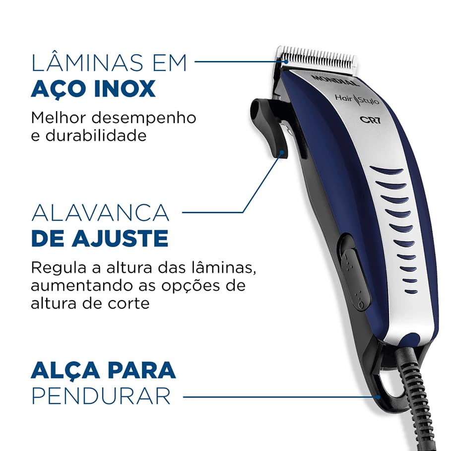 Maquina de Cortar Cabelo Pelo Barriga Peito+ Acessórios Mondial CR02 Cr07 220v