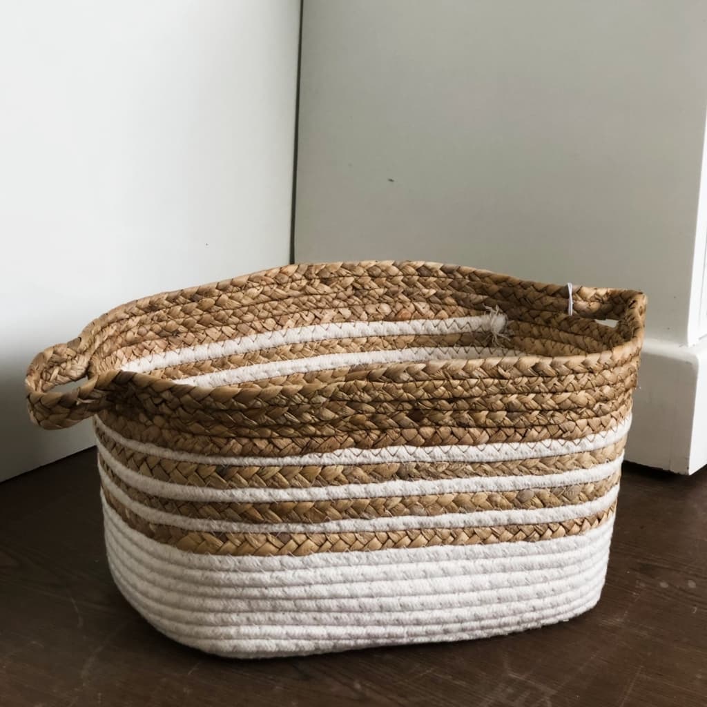 Cesto Organizador Rattan Retangular Fibra Natural 20x25x34