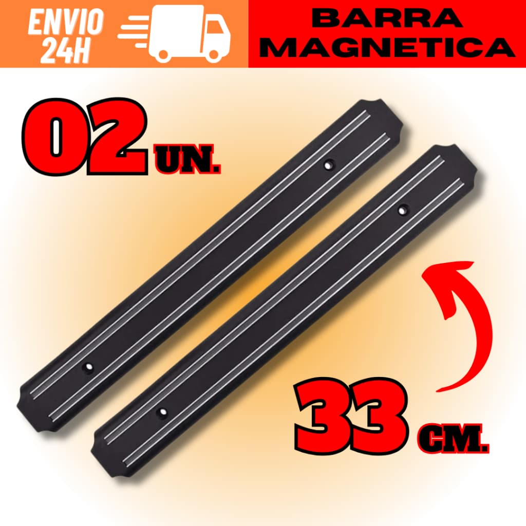 Kit 2 Barras Magnéticas 33cm Suporte para Facas - Envio Rápido