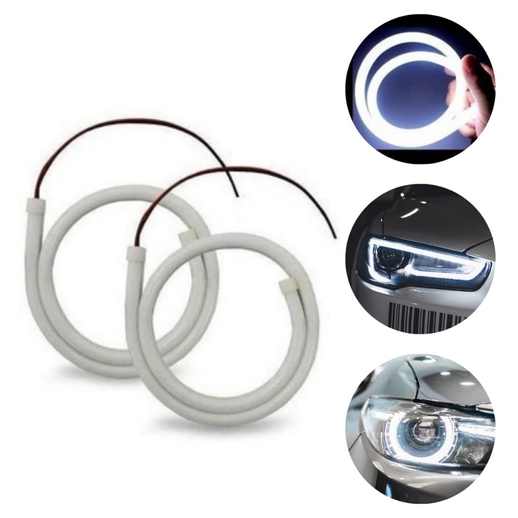 Kit 2 peças tiras de luzes LED neon flexíveis para carro, branco frio, alto brilho.