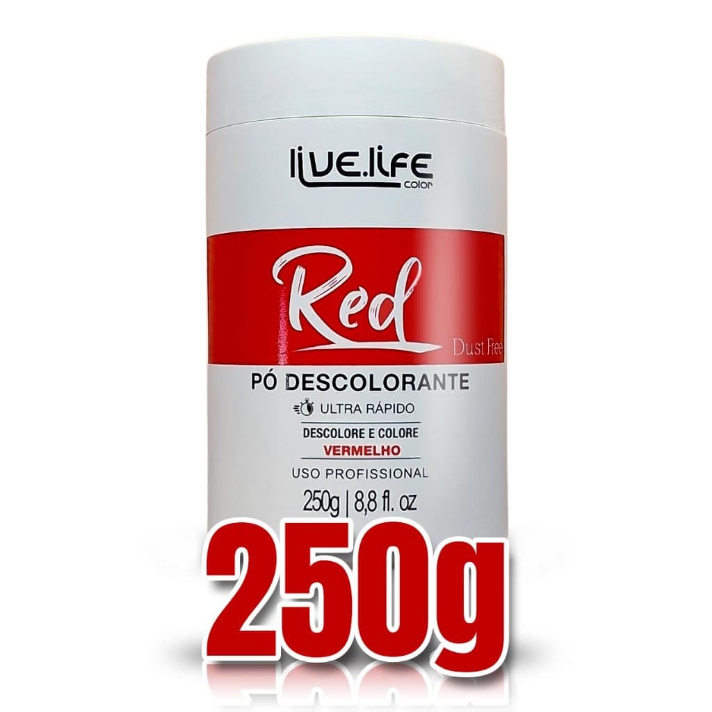 Pó Descolorante Vermelho RED Live Life 250g - Descolore e Colore de Vermelho