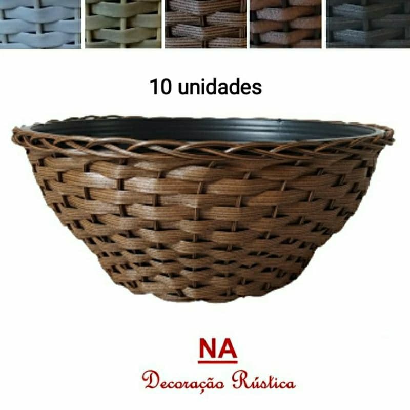 Cesta de fibra sintética marrom com design de vime, 10 unidades, Decoração Rústica