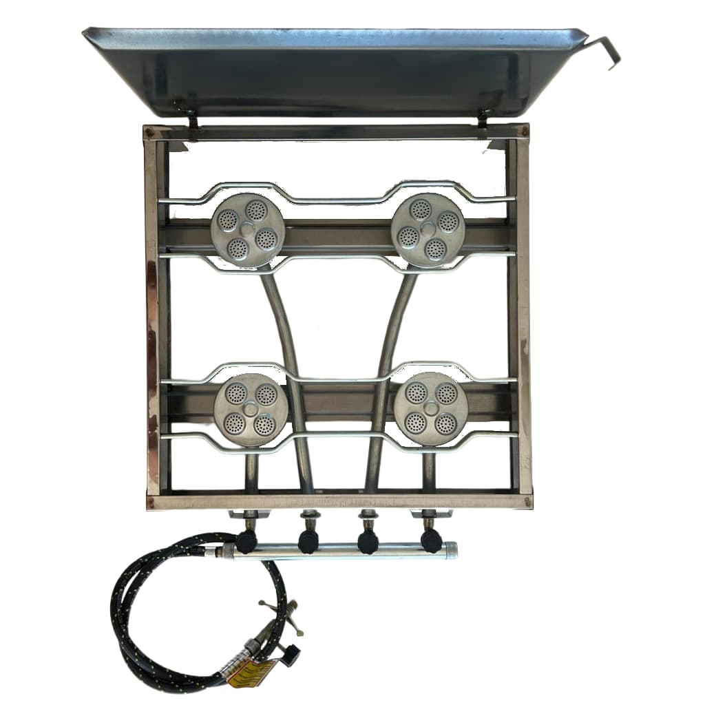 Mini Fogão 4 Bocas Fogareiro Com Chapa de Aço Carbono Alta Pressão Portátil Camping Acampamento Caminhão Semi Industrial