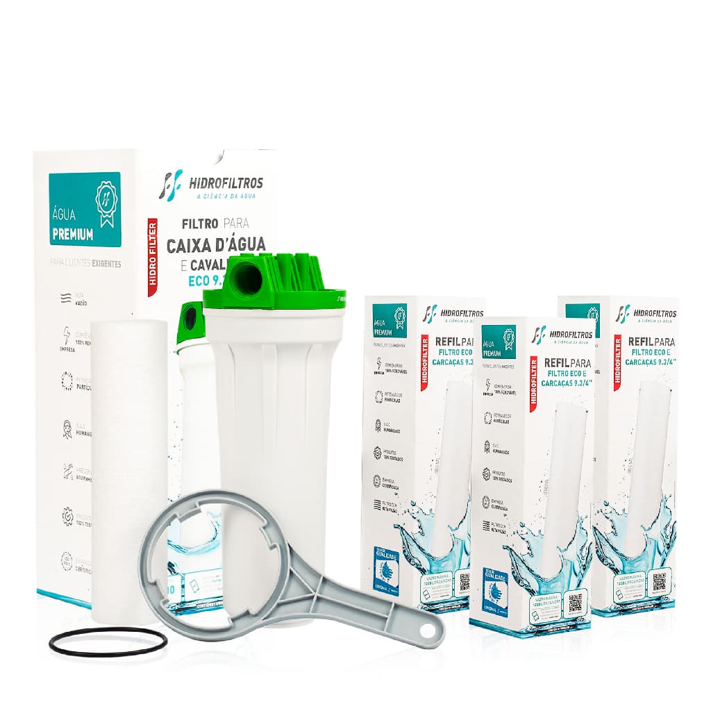 Kit de filtros para caixa d'água com suporte cavalete e seis refis eco 9.3/4