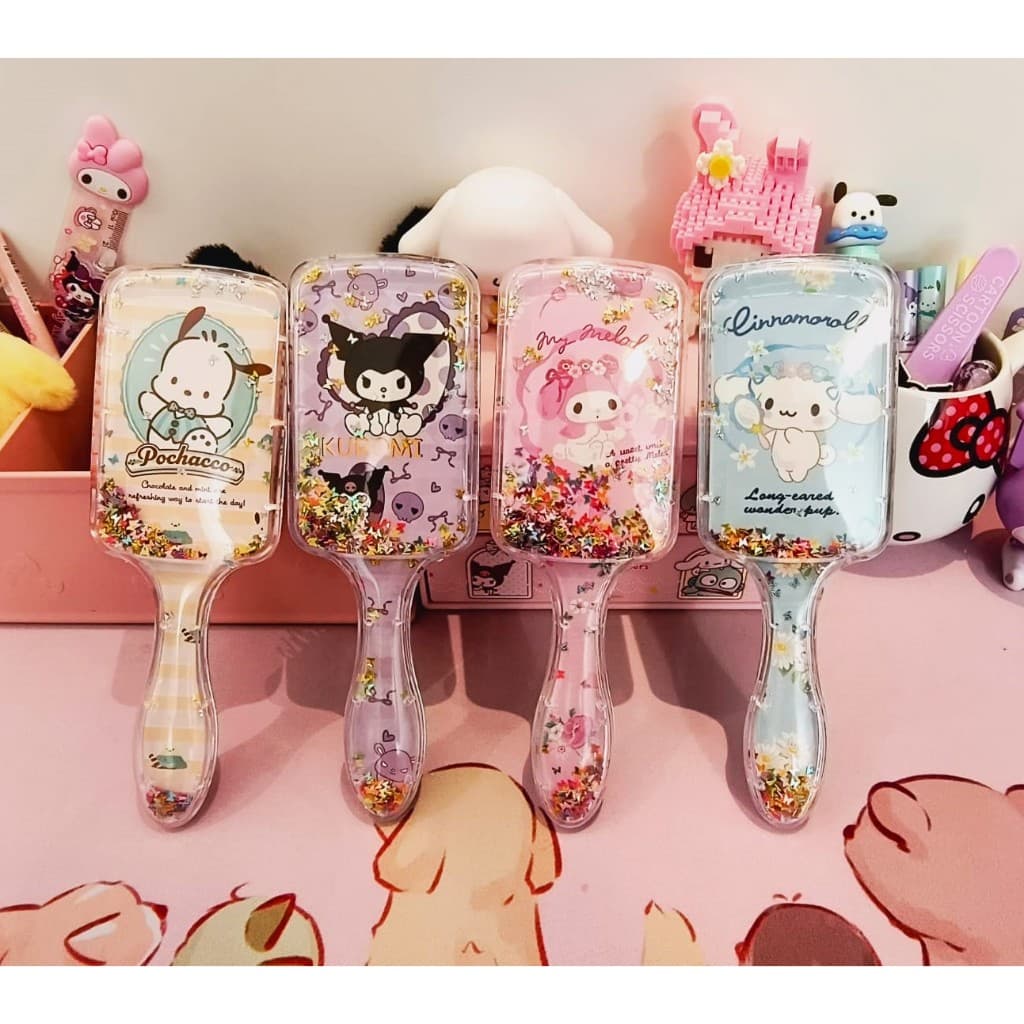 Escova de cabelo fofa da Turma da Hello Kitty, com brilho
