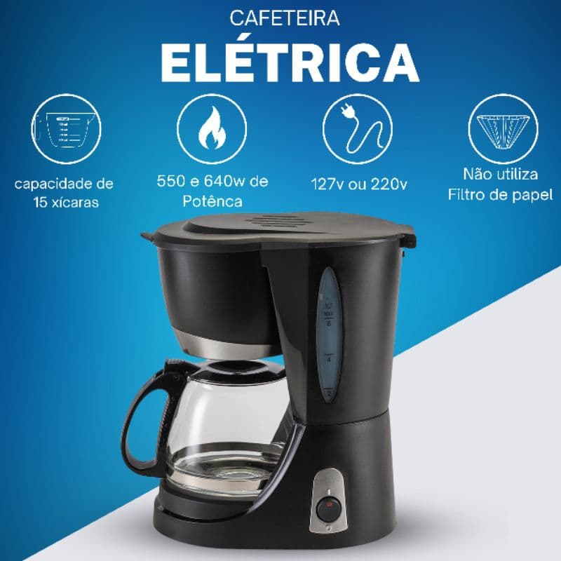 cafeteira eletrica de café jarra vidro 15x Semi Automática 127v ou 220v Agratto cozinha escritorio