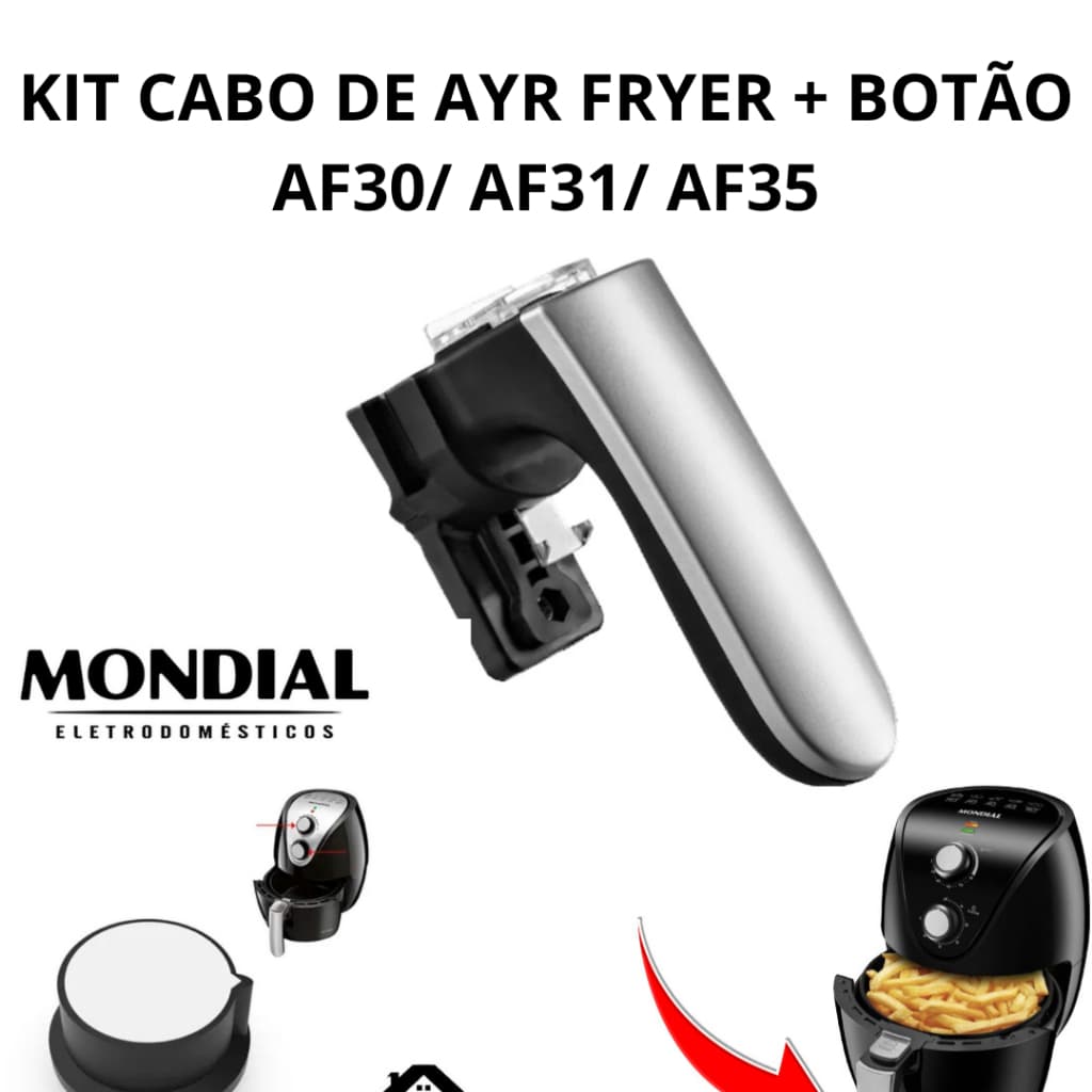 KIT CABO PUXADOR PARA AIR FRYER + BOTÃO AIR FRYER AF30/ AF31 / AF35
