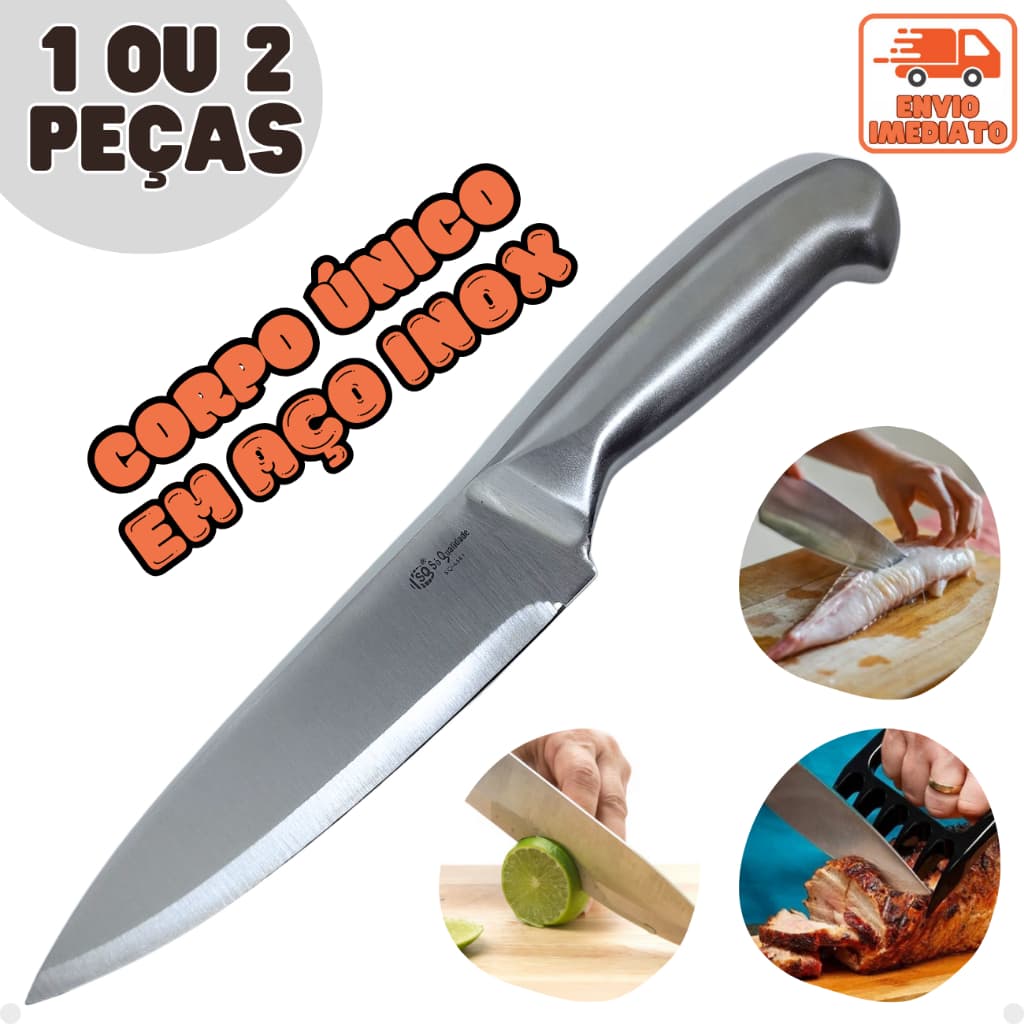 Faca peixeira profissional açougueiro churrasco gourmet, 1 ou 2 peças, corpo em aço inoxidável