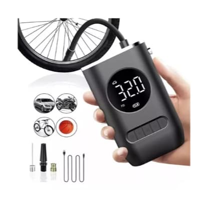Compressor de ar digital portátil com display e acessórios para bicicletas e pneus