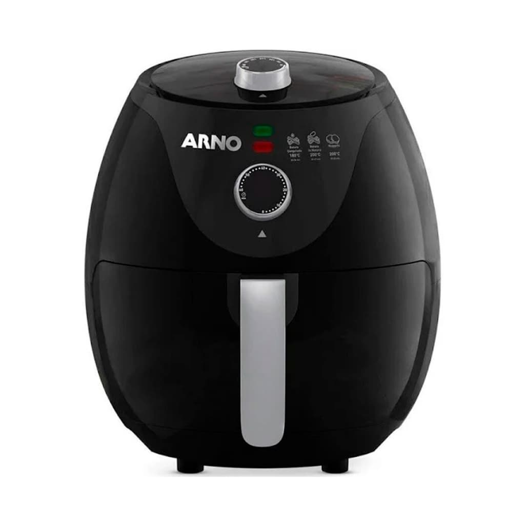 Fritadeira sem óleo Arno Airfry Easy Fry com 3,2 litros 127v, preta e prata, fundo branco