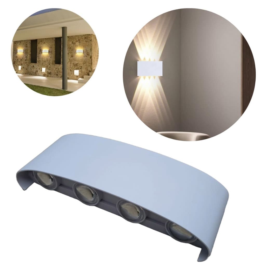 Arandela branca de sobrepor LED 8W bivolt com quatro facho de luz