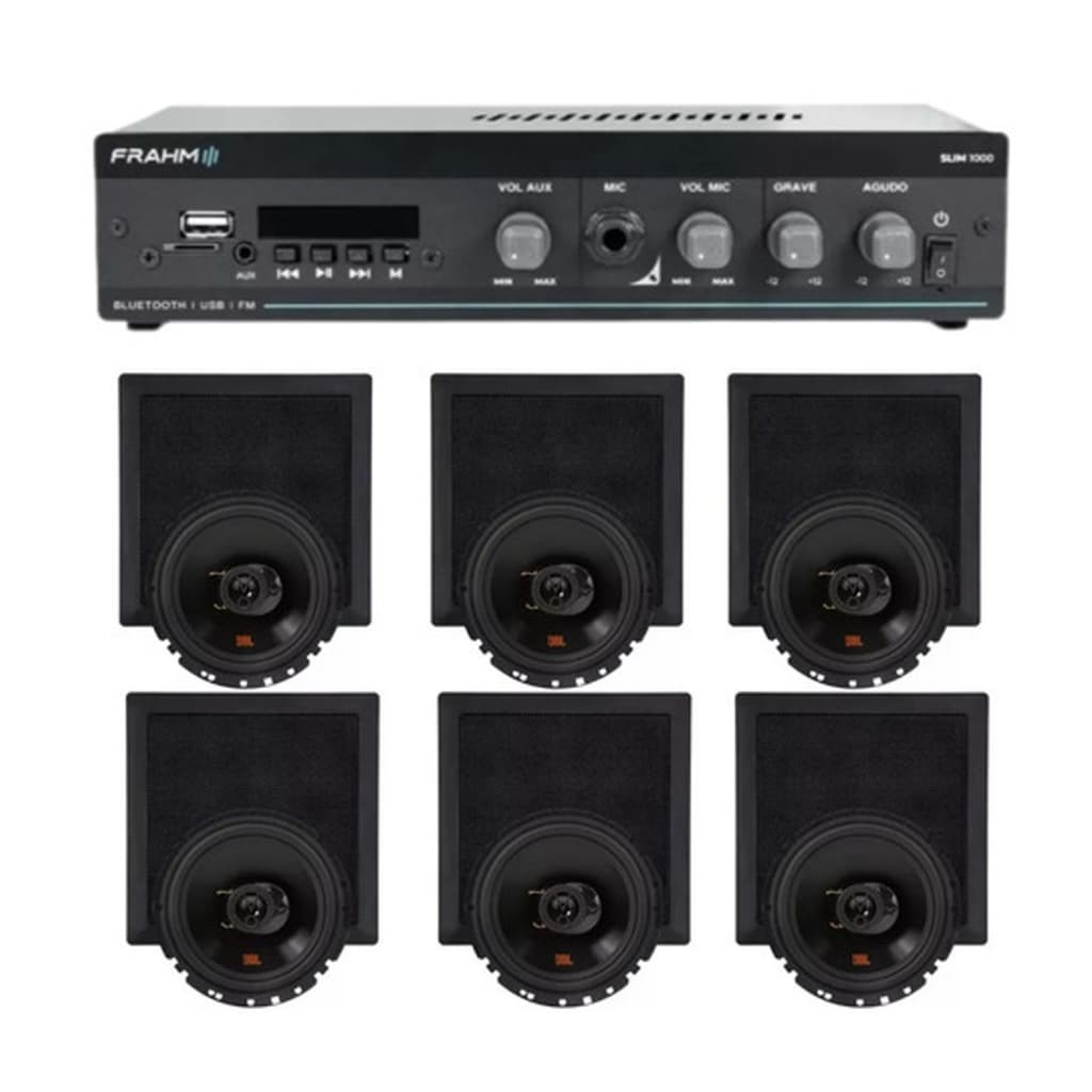 Kit de som Frahm SLIM 1000 G5 com 6 arandelas JBL Flex6 embutir de 370W