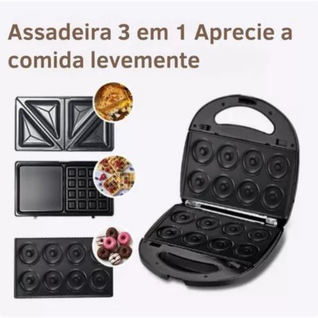 Máquina Donuts Wafler Rosquinha Sanduicheira 3 Em 1/6 Em 1*110V