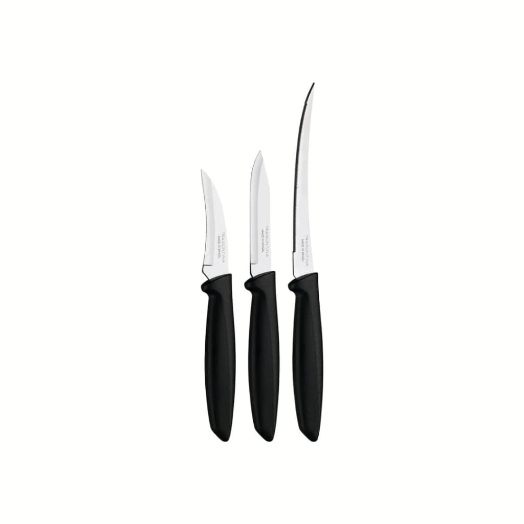 Jogo de facas inox 3 peças com cabo preto - Tramontina