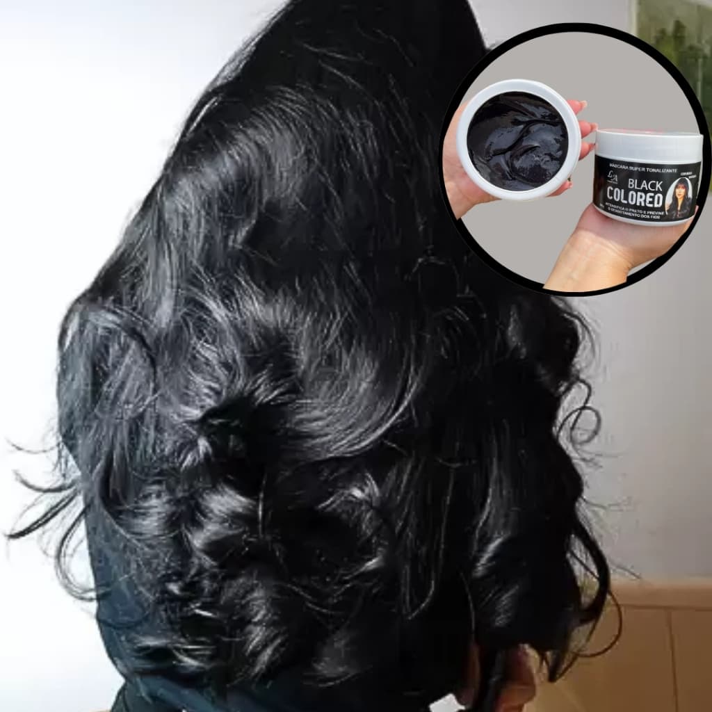 Tonalizante Preto - Preto Azulado Intenso - Sem Amônia - Resultado 100% Natural - Máscara Tonalizante Black L&A Cosméticos 300g