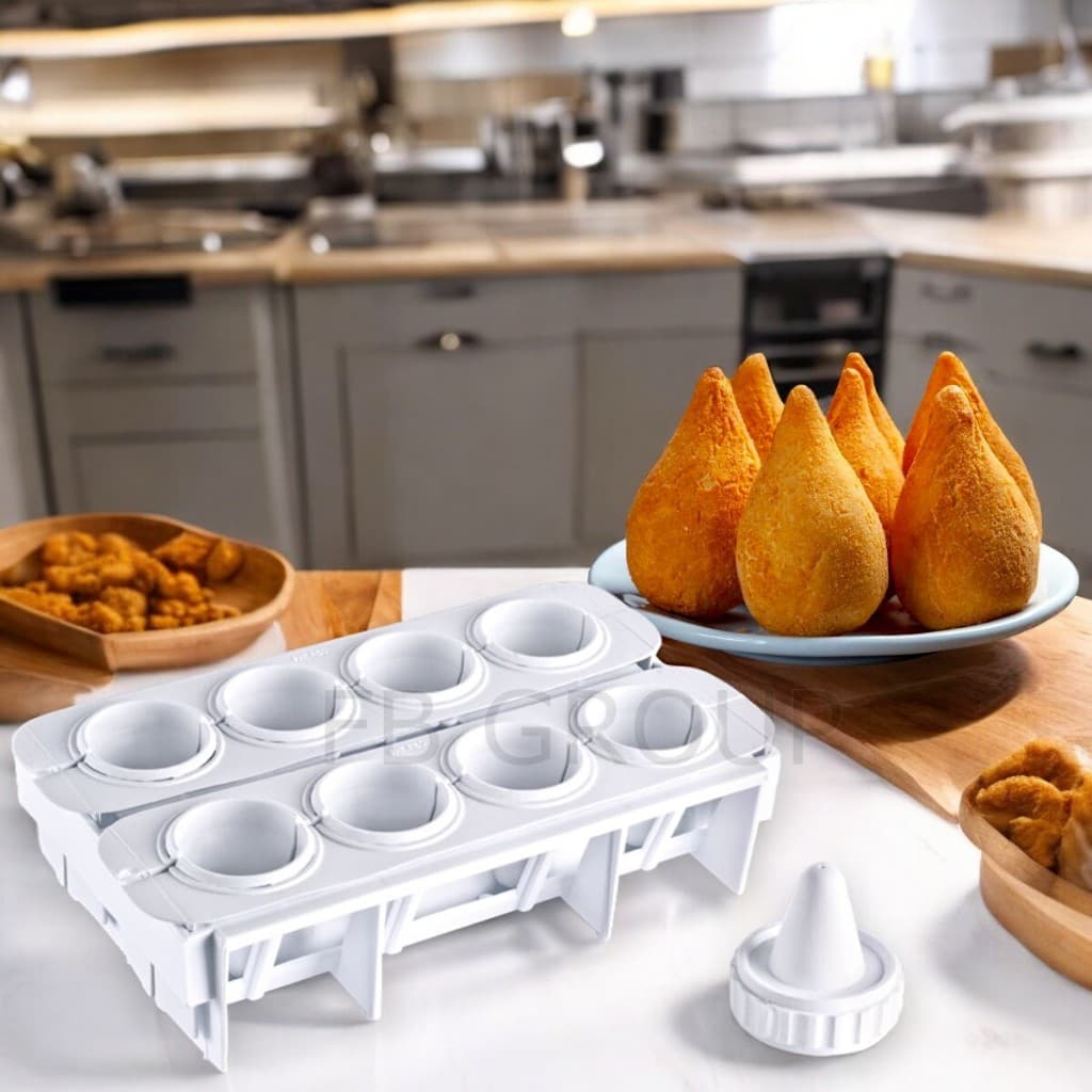 Formas Fábrica Coxinhas Salgado Modelador Faz 8 Coxinhas Super Prático