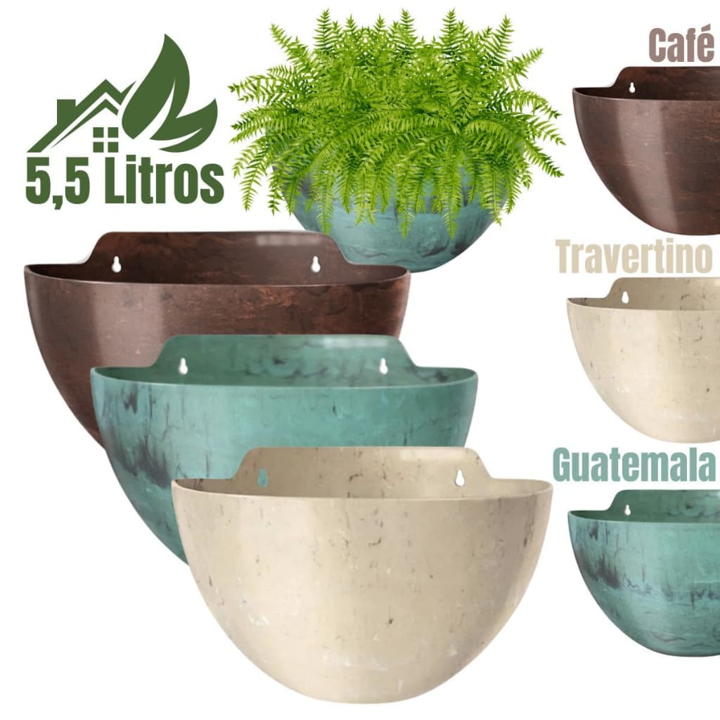 Vasos de parede Elegance em várias cores para jardim vertical, 5,5 litros, plástico rígido
