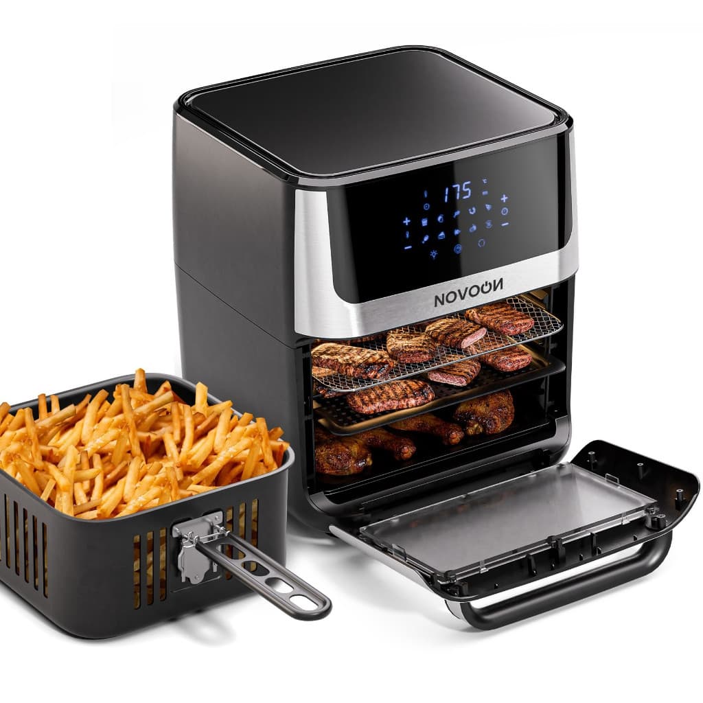 Fritadeira Elétrica Digital Novoon 12L 1700W 4 em 1 - Frita sem Óleo, Assa, Reaquece e Desidrata. Air Fryer 12 Litros
