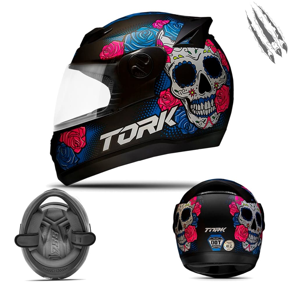 Capacete Moto Fechado Pro Tork Evolution G7 Mexican Caveira Customizado Skull Envio Imeiato Tamanho