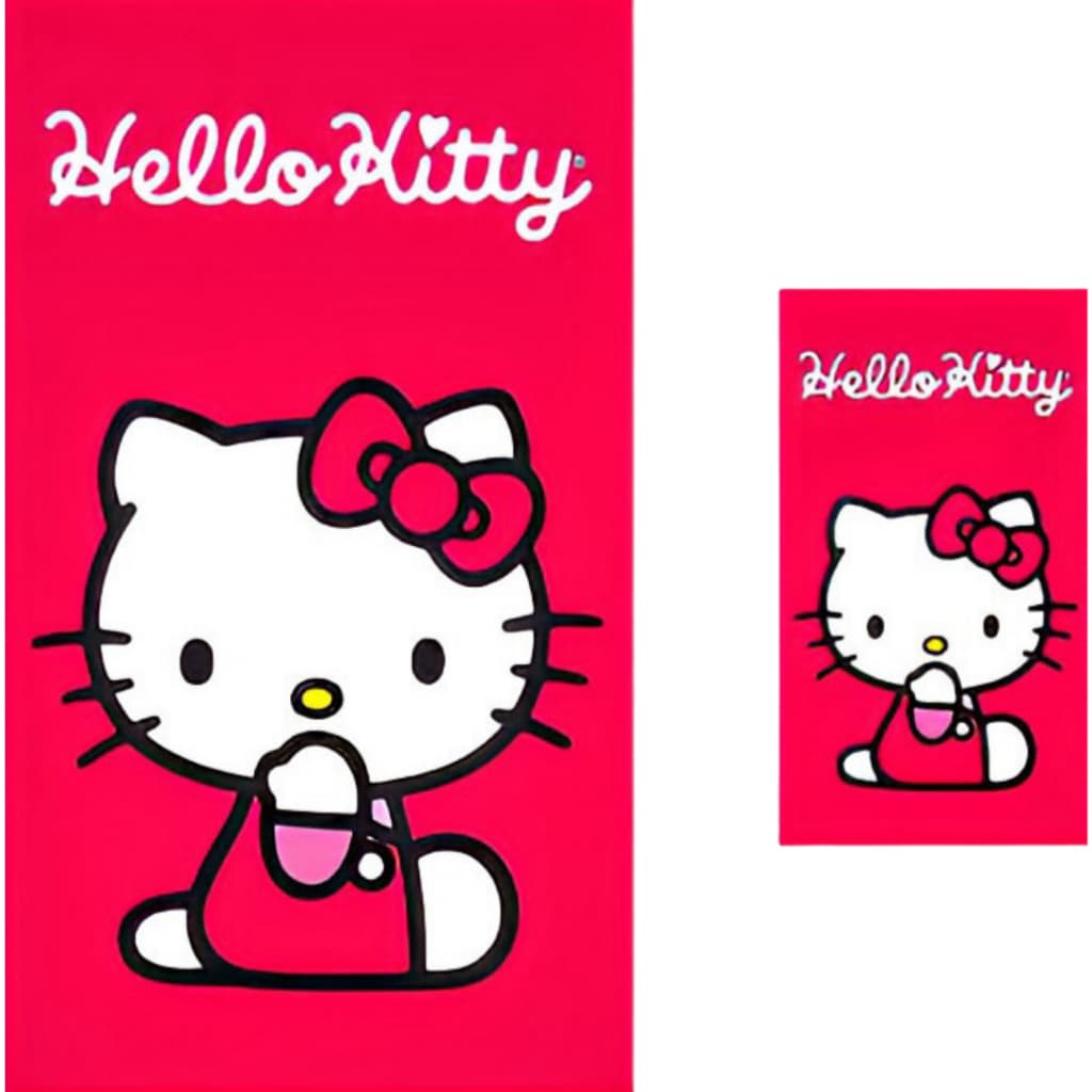 Kit de Toalhas de Banho Hello Kitty Vermelhas