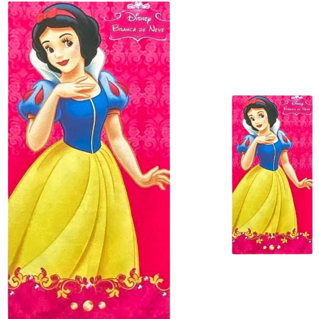 Toalha de Banho Branca de Neve  Kit Toalha de Banho + Rosto infantil felpuda princesa Branca de Neve