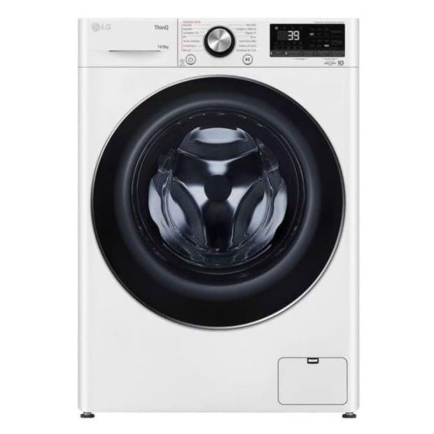 Lavadora de roupas frontal branca LG VC2 14kg com controles digitais