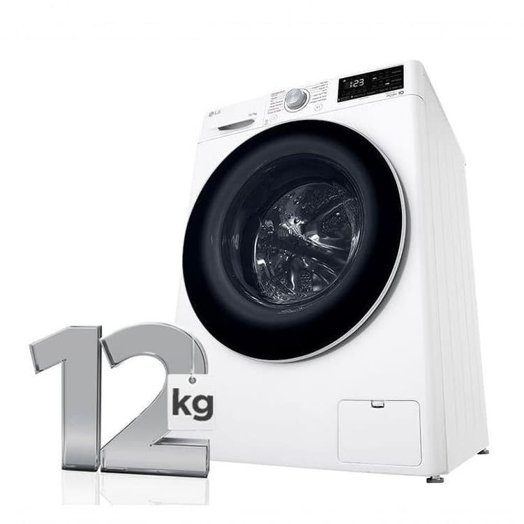 Máquina de lavar e secar roupa branca LG VC5 12kg com inteligência artificial